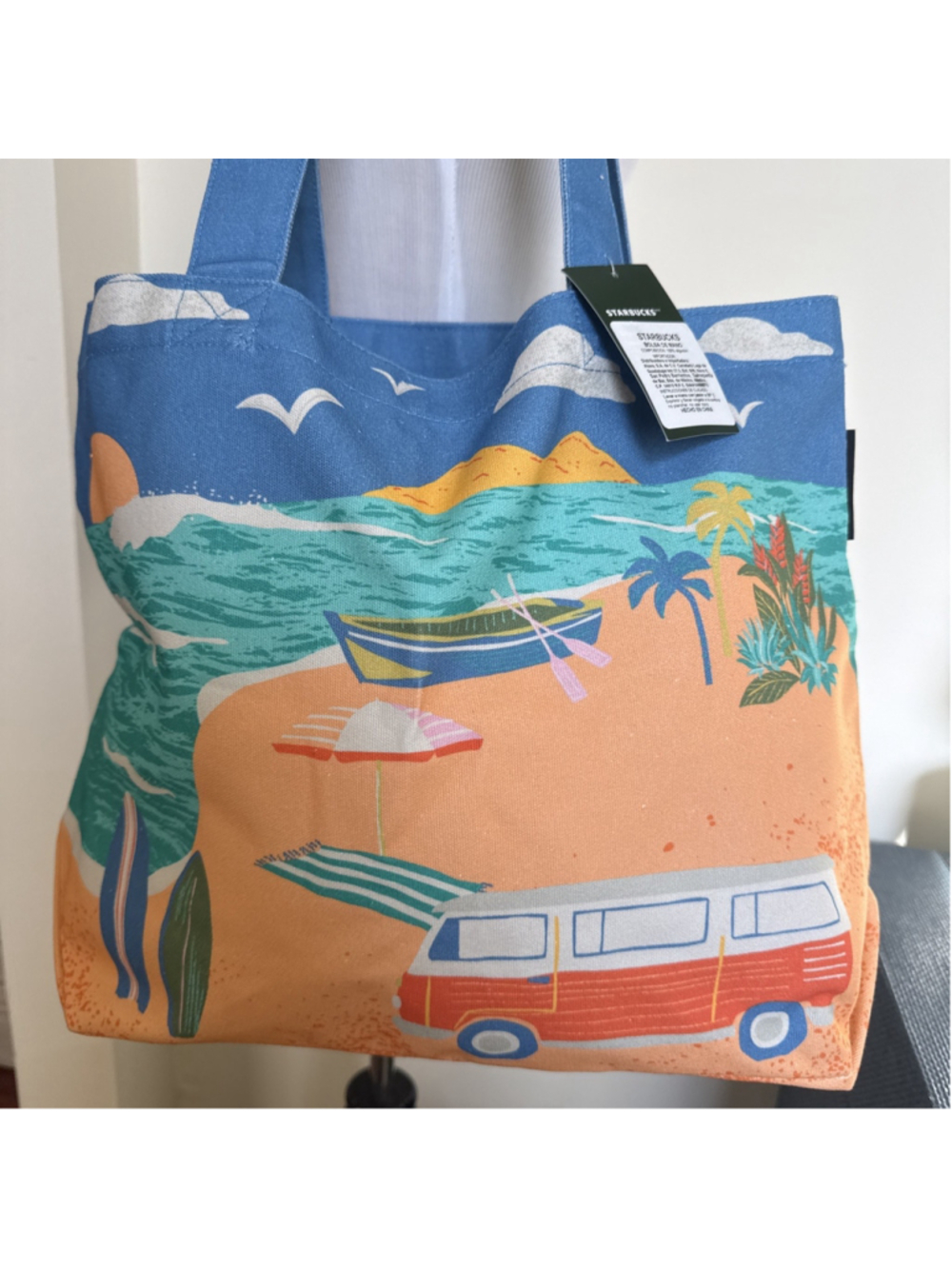 Starbucks Mexico Canvas Beach Tote VW Van Summer NWT